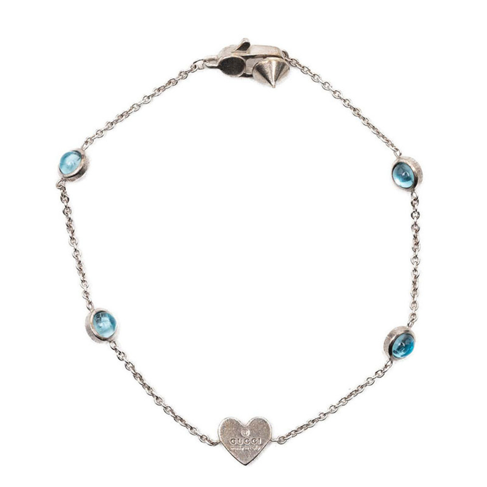GUCCI Silver Heart Charm Bracelet